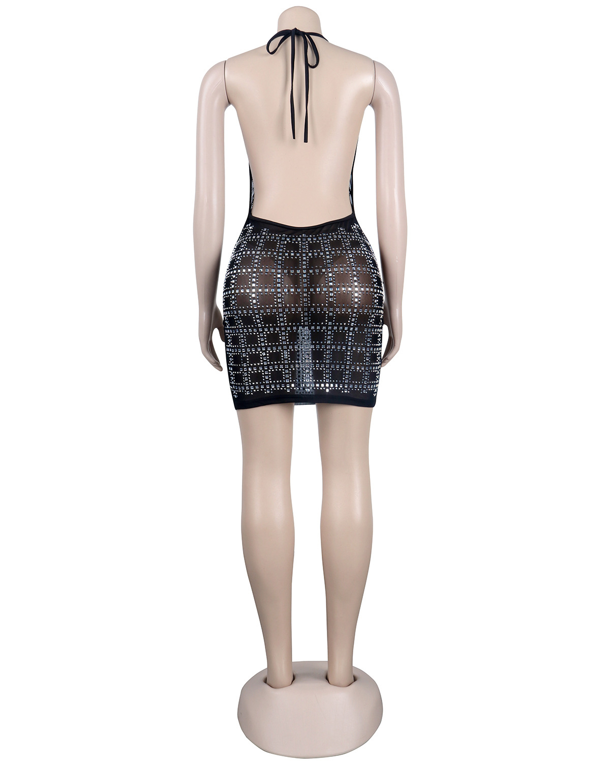 Diamond Checked Halter Dress For Women