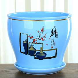 简约花盆陶瓷特价清仓大号带托盘一体蝴蝶兰家用绿萝吊兰多肉花盆