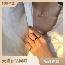 18K彩金韩版约极细版二关节光面戒指女食指尾戒钛钢镀饰品