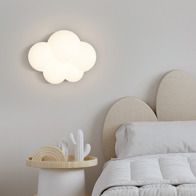 Living room aisle simple cute cloud water drop plastic white shape bedroom bedside LED full spectrum wall lamp