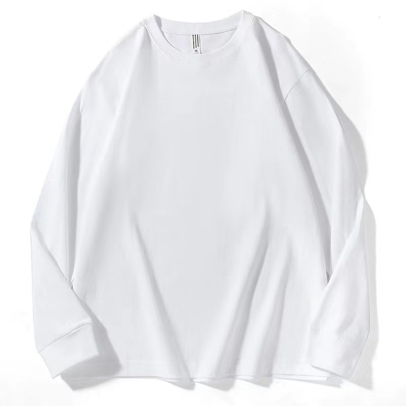 230 camiseta de manga larga de algodón pesado suéter camisa de fondo de color sólido ropa de otoño suelta casual pareja de marca de moda estadounidense