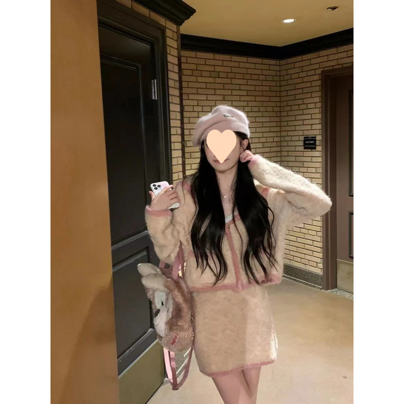 法式海軍領時尚套裝女裝秋季長袖針織衫高腰顯瘦包臀半身裙兩件套