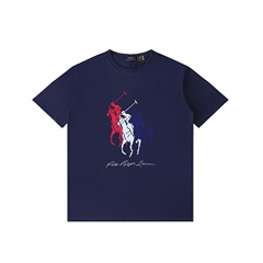 2025年スキャン可能 R*L ラージポニーマーク クラシック カラープリント ラウンドネック ベーシックカラー シンプル Tシャツ 男女兼用