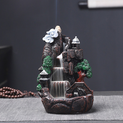 resin Backflow Incense burner originality Vaporizer Mountain and Flowing Water Cross border Home Furnishing Decoration Reflux Buddhist mood Sandalwood furnace