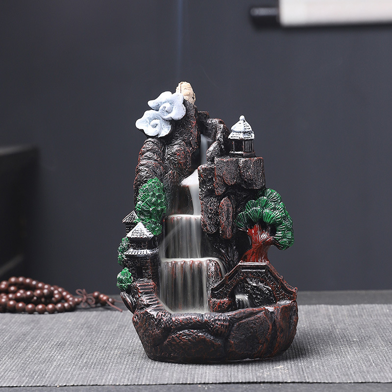 resin Backflow Incense burner originality Vaporizer Mountain and Flowing Water Cross border Home Furnishing Decoration Reflux Buddhist mood Sandalwood furnace