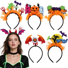 蛍光ハロウィンヘッドバンドパーティーデコレーション用品ハロウィンおもしろヘッドバンド頭飾りコウモリ角ヘッドバンドヘアアクセサリー
