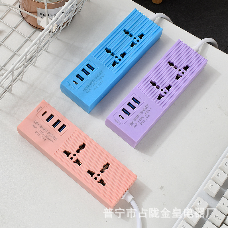 Color multicolor mezcla de color 2USB 3USB TYPE-C recarga viajes portátiles enchufe de fila pequeña