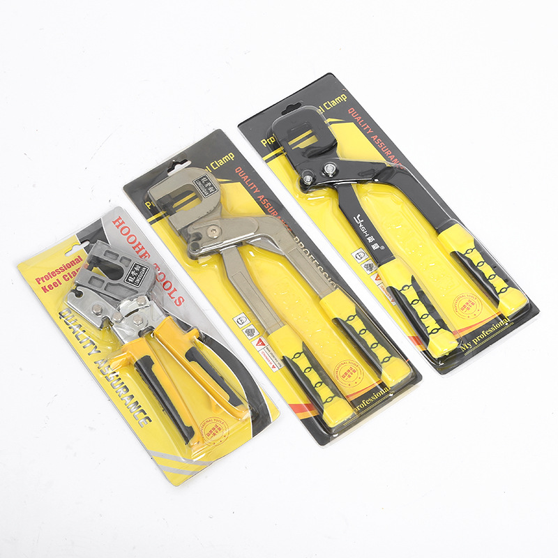 Suministro de fábrica alicates de hueso de dragón punzonado de techo herramienta de instalación fija alicates sin remache de doble mango alicates de hueso de dragón de dos colores