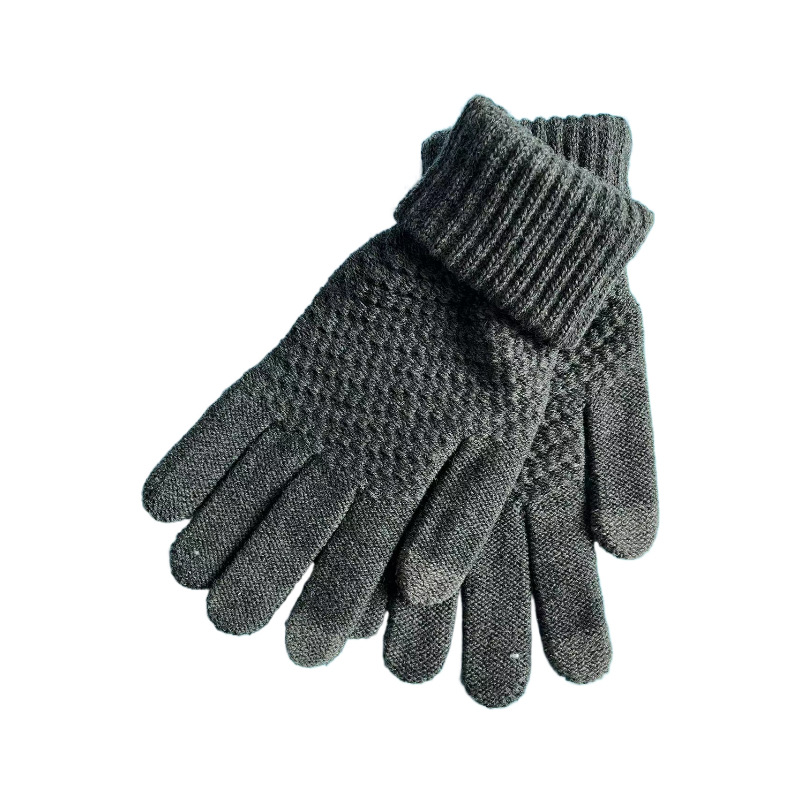 Directo de fábrica Otoño e Invierno guantes de punto jacquard estudiante pantalla táctil forrada de lana engrosada pareja cálida moda jugar teléfono móvil