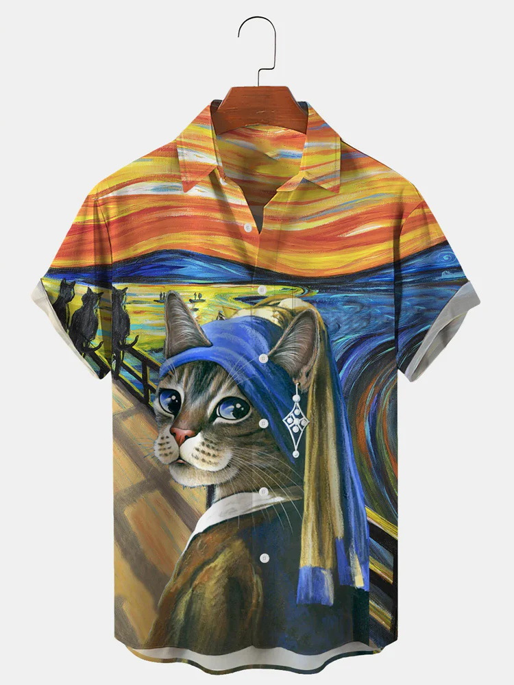 2023 nueva moda verano casual impresión 3D camisa hawaiana vacaciones para hombres junto al mar fábrica transfronteriza al por mayor