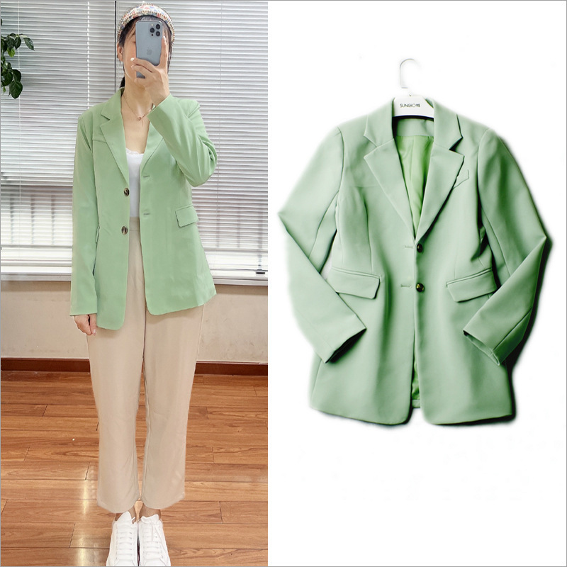 Spring and Summer New Style Yang Zi Celebrity Style Casual Loose Green Lapel Suit with Pants Spring and Summer New Style Yang Zi Celebrity Style Casual Loose Green Lapel Suit with Pants