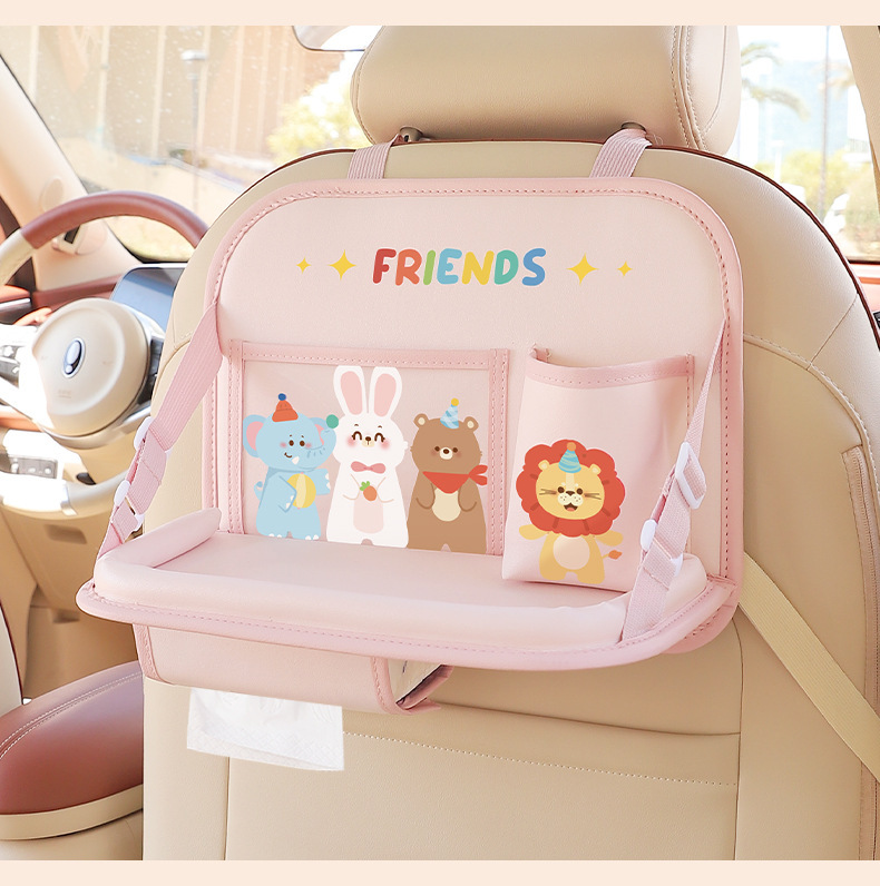 Car Chair Back Dining Table Storage Bag Foldable Multi-functional Storage Rack for Car Cartoon Children's Travel Dinner Plate