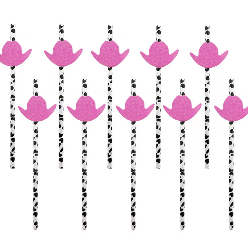 Fiesta transfronteriza decoración creativa paja vaca Rosa Bowler papel paja desechable decoración de bebidas