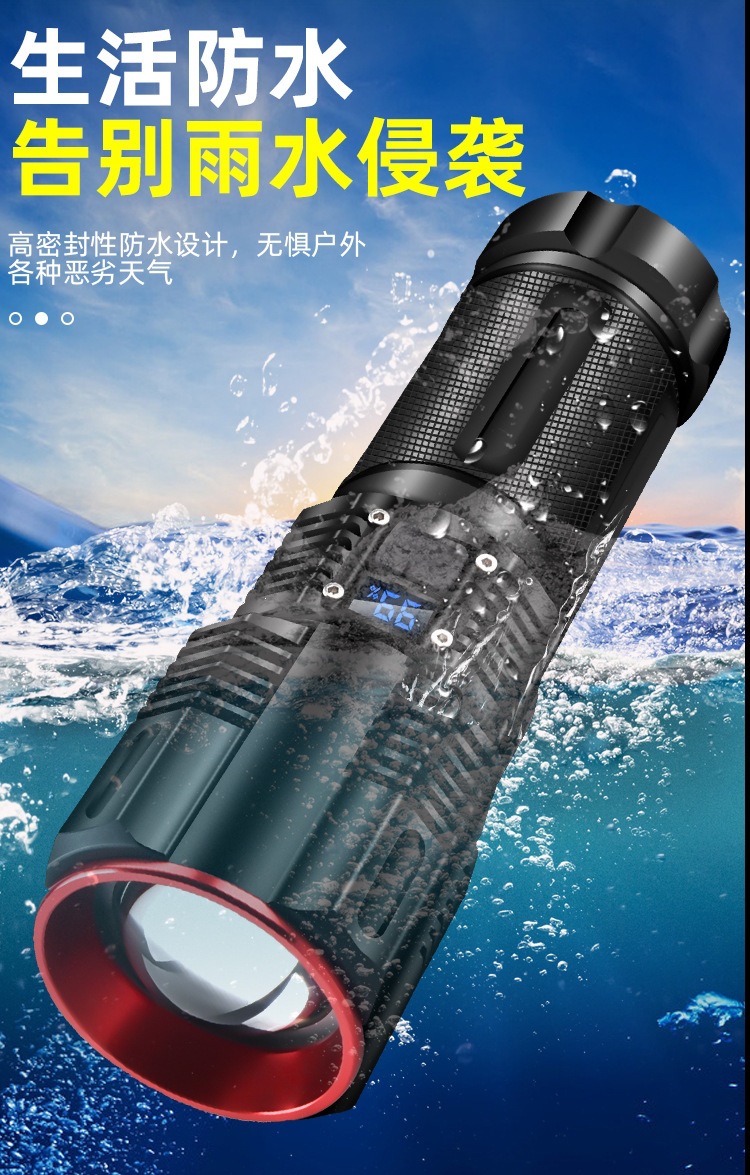 2023 New Model Flashlight Laser Ultra-Bright Rechargeable Outdoor Strong Light Long-Range Digital Display High-Power Aluminum Alloy
