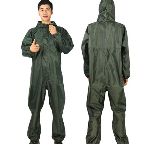 Overall Body Suit with Hood, Oil-, Dust-, Water-Proof, for Stone Factory Polishing, Breeding Farm Odor-Proof, Pesticide Application Protective Workwear