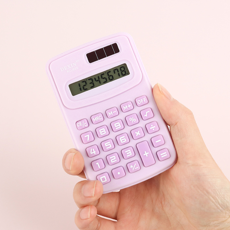 Mini Portable Calculator Cute Student Stationery Small Office Computer Macaron Color Palm Calculator - 2