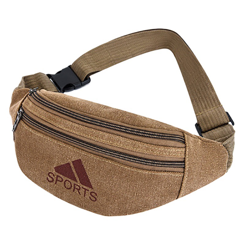 Wholesale multi-function large capacity shoulder messenger bag practical waterproof wear-resistant canvas men's sports mobile phone waist bag