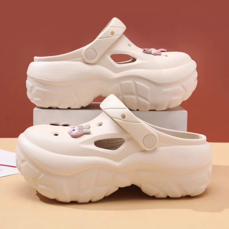Новые кроссовки Little Cherry с дырочками для женщин, обувь на толстой подошве, летние внешние EVA носок пляжные сандалии, чтобы поднять настроение девушкам