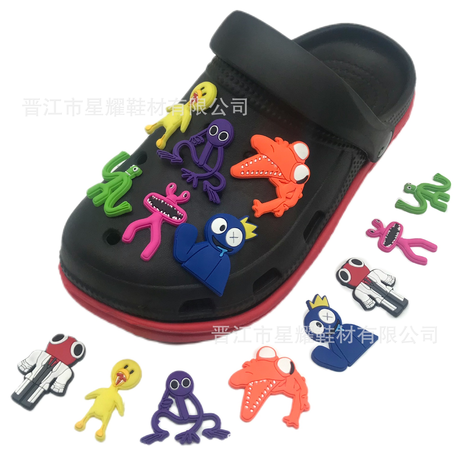 Nuevo Arco Iris amigos socio zapatos de dibujos animados zapatos de flores hebilla agujero Zapatos de flores hebilla decorativa hebilla transfronteriza al por mayor