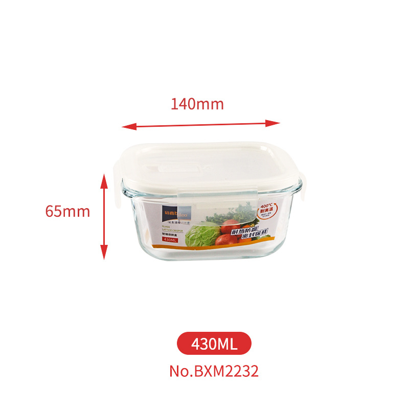 Caja de almuerzo de vidrio horno microondas calefacción tazón refrigerador alto boro más nítido trabajador de oficina caja de almuerzo de tres rejillas