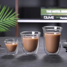 厂家批发双层玻璃杯隔热玻璃咖啡杯家用双层牛奶杯透明水杯茶杯