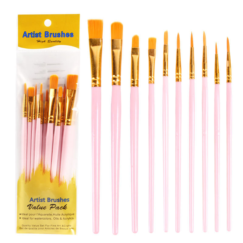 アマゾン10本の油絵ペンセットプラスチック棒美術画水彩水粉絵画ブラシブラシセット|undefined