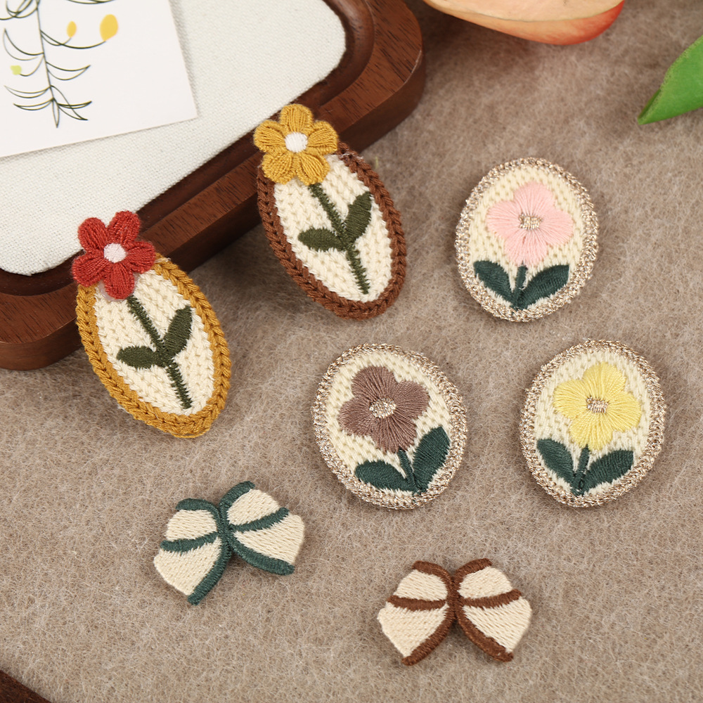 复古风刺绣布贴蝴蝶花朵贴花创意服饰发饰包包手工DIY装饰辅料