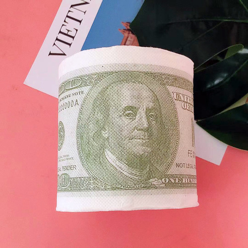 Printed roll paper US dollar printed paper banknote toilet paper personalized creative household toilet paper roll color napkin