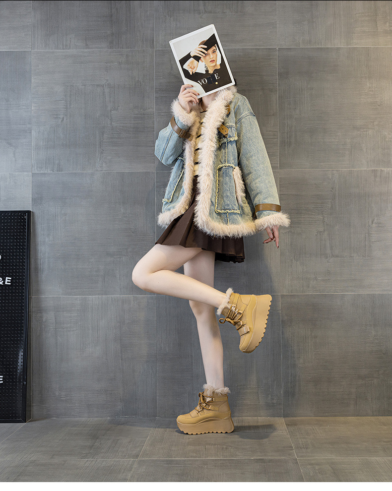 Giày sneaker nữ đế dày tăng chiều cao cổ cao lót lông mùa đông phong cách thể thao đa năng — 5012-1 lông nâu, 5012 lót trắng, 5012-1 lông trắng, 5012 lót nâu chi tiết 16