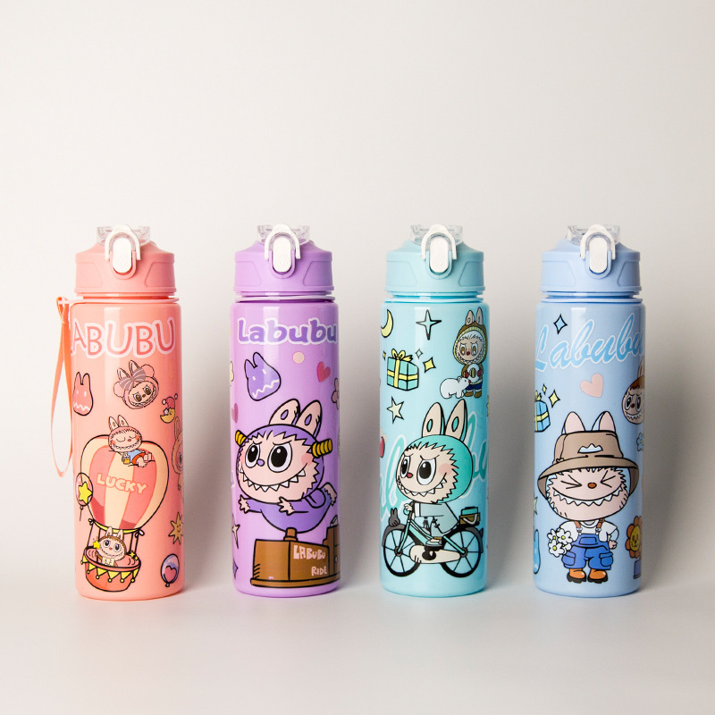 外国貿易クロスボーダー漫画透明大容量スナップオンノズル子供用プラスチックウォーターカップポータブル落下防止ケトルスペースカップ|undefined