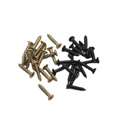 Black color countersink cross-recessed self-tapping screw with pointed tip, flat-head self-tapping screw with pointed teeth, wood and iron plate wall anchor.