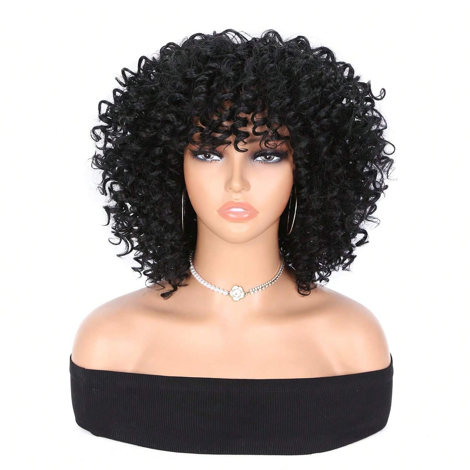 wigs for women African fashion explosive curly hair chemical fiber headpiece spring curl short curly hair spot_voghion.com