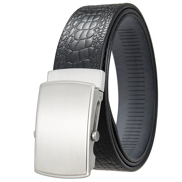 Silver buckle +39458 black belt