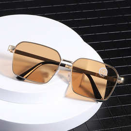 新款水晶石眼镜男式大框方形平光镜框架眼镜户外遮阳镜太阳镜现货