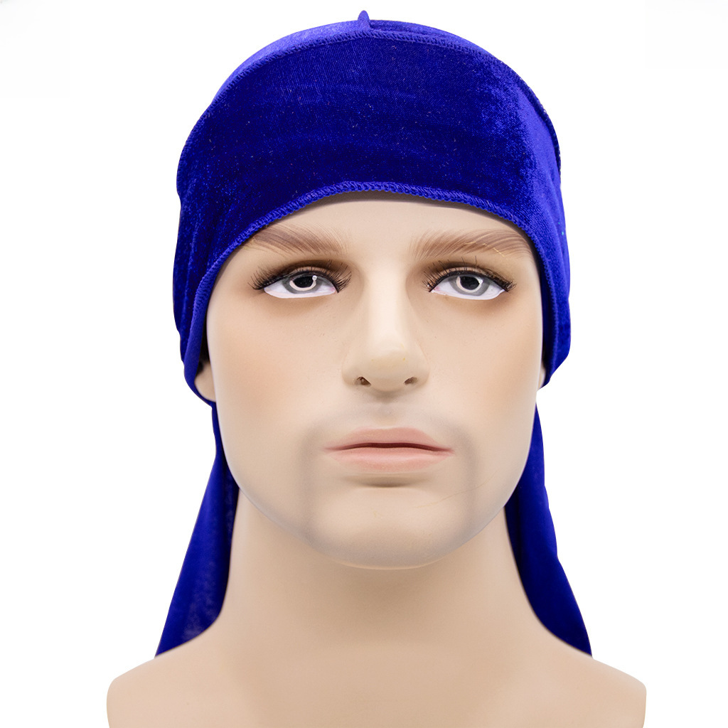Amazon Bestseller Solid Color Long Tail Velvet Headwear Cap | Autumn/Winter Durags | European & American-Style Stretchy Hip-Hop Hats