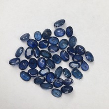天然老烧蓝宝石椭圆形戒面3*5mm杂棉裂裸石 水滴三角蛋形戒面批发