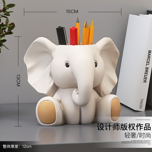 Cute elephant pen holder ornaments makeup brush lipstick birthday gift stationery storage box office desktop student