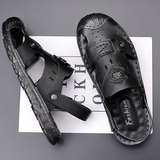 Летние сандалии, мужская трендовая нескользящая пляжная обувь для отдыха, из натуральной кожи, мягкая подошва