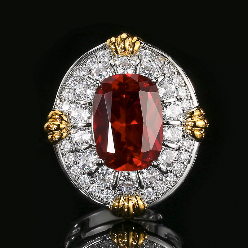 Elegant Ruby And Crystal Pendant Necklace Set With Gold Plated Base_voghion.com