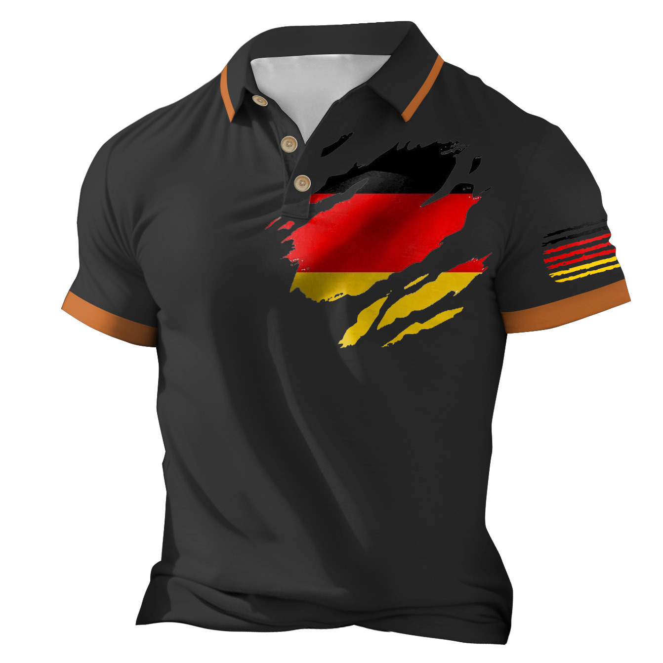 Nueva camisa de golf europea y americana transfronteriza camisa de polo con estampado de letras de manga corta color sólido gráfico 3d camisa POLO de tres botones