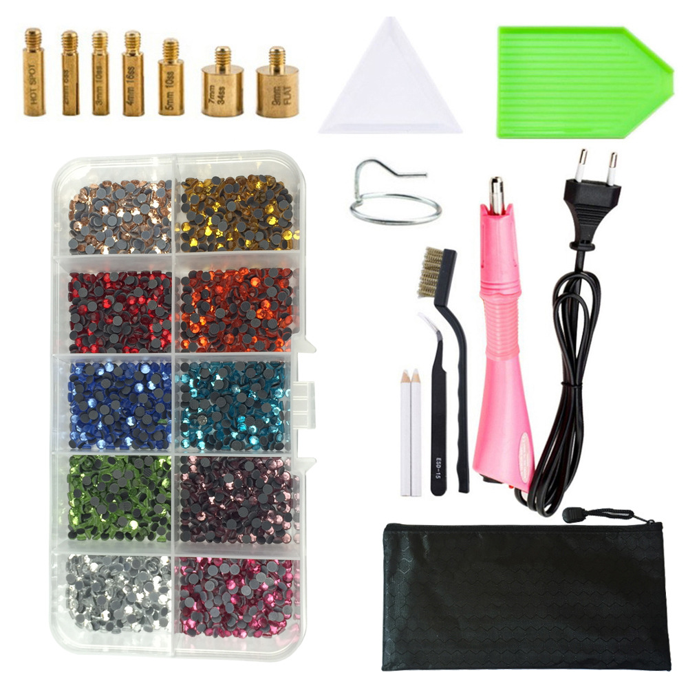 Máquina de perforación en caliente traje DMC fondo plano accesorios de herramientas de perforación en caliente pinzas Punto de ropa pluma de perforación bolsa de almacenamiento transfronterizo Amazon