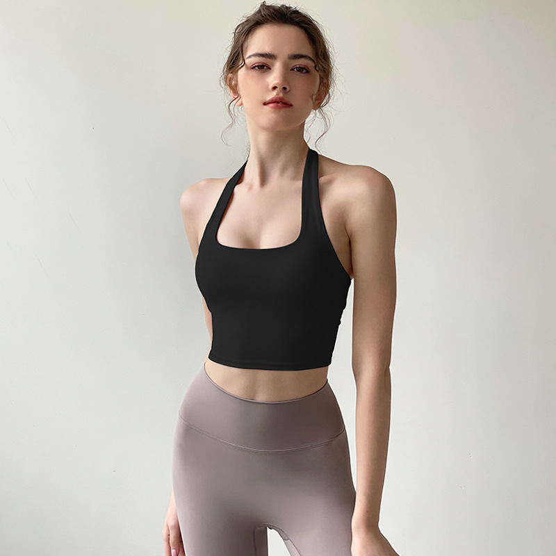 Halter Neck Outdoor Morning Run Casual Sports Quick-Dry Vest For Women Summer Push-Up Shaping Yoga Wear Pure Desire_voghion.com