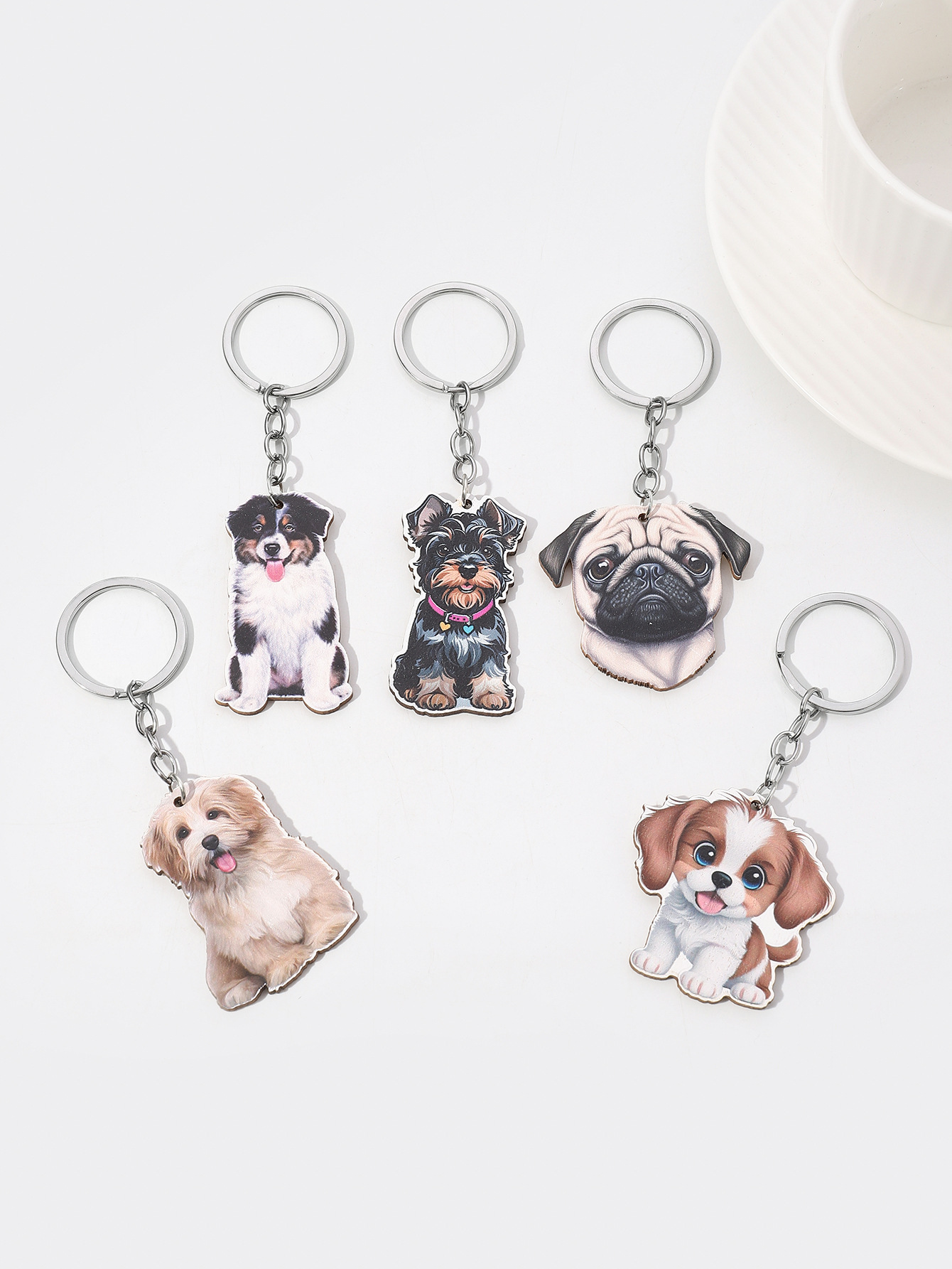 9g Weight Keychain Classification Daily Occasion Wood Material Dog Pattern Unisex Gender Cute Style Cute Dog Wood Unisex Keychain 2