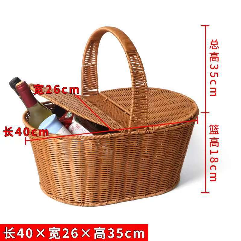 仿藤收纳篮花篮购物篮子胶藤编水果篮手提篮菜蓝野餐篮收纳筐鸡蛋|undefined