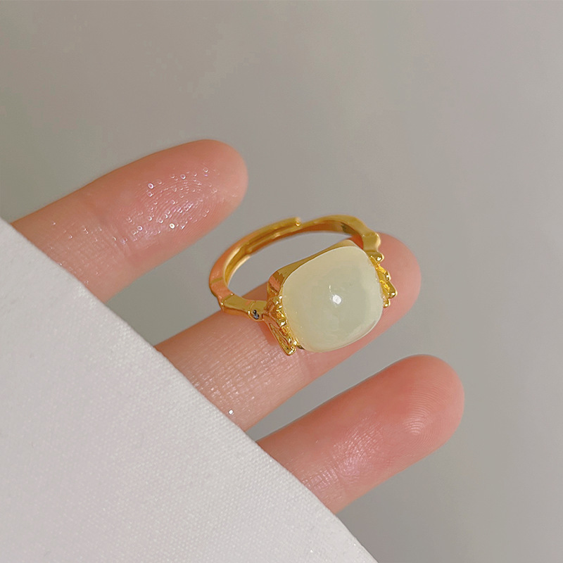 新中式复古沙金开口可调节戒指女新款时尚甜美轻奢小众精致指环|undefined