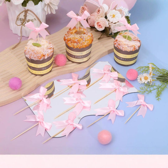 12 Pack Bow Fabric Insert Insert Plugin Dessert Baking Decoration Party Birthday Theme Cake Insert