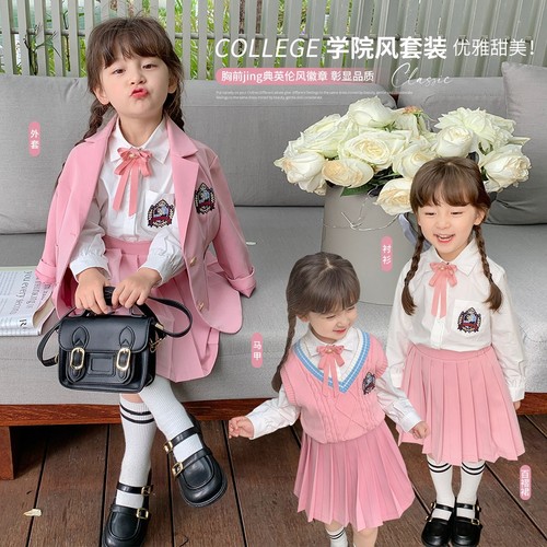 Pudding Haru  New Girls College Style Suit Korean Style Girls Jacket Skirt Shirt Vest Suit