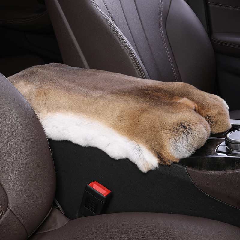 Armrest box pad | Universal Rex Rabbit Fur - brown-original-color-high-quality-whole-rex-rabbit-skin