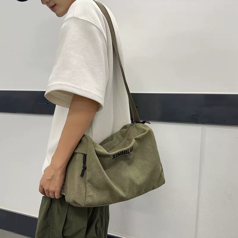 通勤休闲女款挎包女士斜挎包2024新款时尚大容量单肩包帆布邮差包