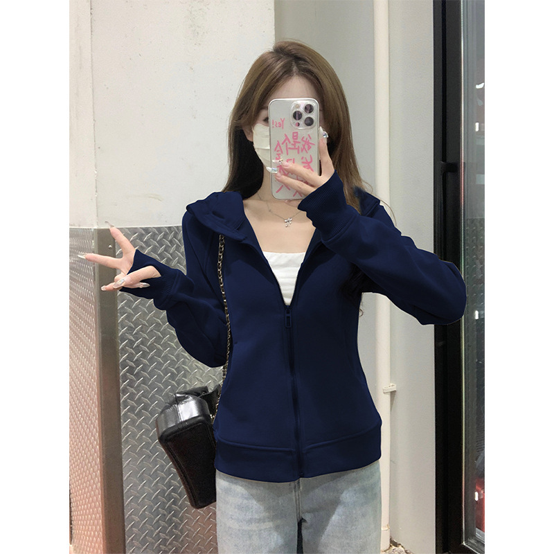 修身外套女春秋2025新款初秋季连帽卫衣收腰紧身瑜伽运动短款上衣|undefined